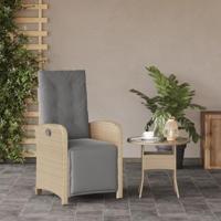 Tuinstoel verstelbaar met voetensteun poly rattan gemengd beige - thumbnail