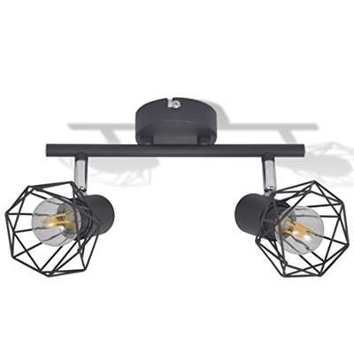 VidaXL Plafondlamp met 2 led&apos;s industriële stijl zwart