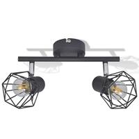 VidaXL Plafondlamp met 2 led&apos;s industriële stijl zwart - thumbnail