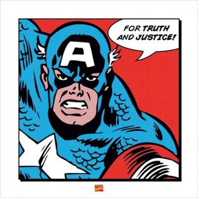 Kunstdruk Captain America - For truth and justice 40x40cm Kunstdruk Captain America - For truth and justice 40x40cm