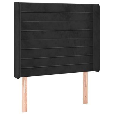 Hoofdbord met randen 83x16x118/128 cm fluweel zwart - thumbnail