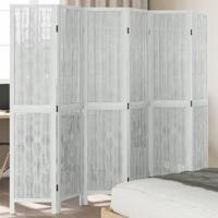 Kamerscherm met 6 panelen massief paulowniahout wit - thumbnail