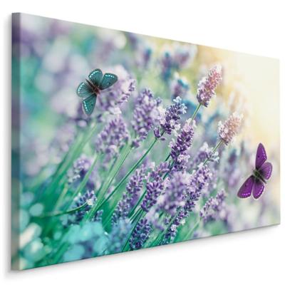 Schilderij - Lavendel en Vlinders , Wanddecoratie , Premium print