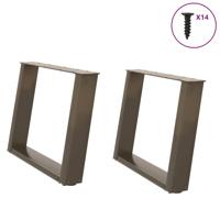 Salontafelpoten 2 st U-vormig 60x(42-43) cm staal naturel - thumbnail