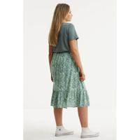 Zizzi gebloemde semi-transparante rok VAMONE mintgroen/blauw - thumbnail