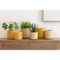 J-Line bloempot Effen - keramiek - oker - small - 2 stuks - Ø 12 cm - thumbnail