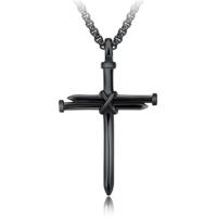 Mendes heren ketting Edelstaal Spijker Kruis Zwart - thumbnail