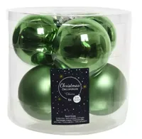 Decoris kerstballen glas 6st groen 8cm - thumbnail