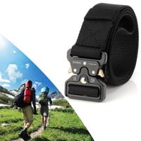 ENNIU 3.8 cm breed Snake Buckle outdoor casual nylon riem verstelbare multifunctionele trainings riemen (zwart) - thumbnail