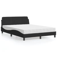 Bed met matras "Dover" fluweel zwart 140x190 cm - thumbnail