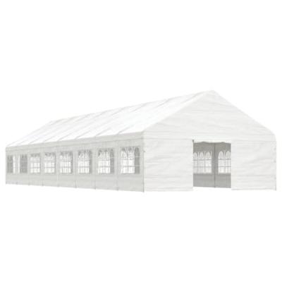 Prieel met dak 17,84x5,88x3,75 m polyetheen wit