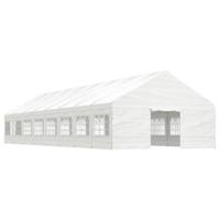Prieel met dak 17,84x5,88x3,75 m polyetheen wit - thumbnail
