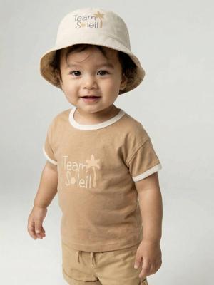 T-shirt baby jongen van biologisch katoen pecannoot