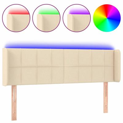 Hoofdbord LED 147x16x78/88 cm stof crèmekleurig