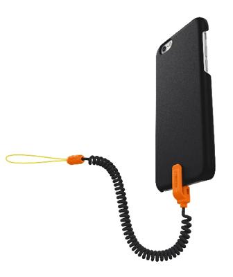 Kenu Highline flexibele veiligheidskabel met lus en beschermetui voor Apple iPhone 6, für iPhone 6, zwart