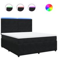 Boxspring met matras fluweel zwart 180x200 cm - thumbnail