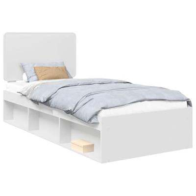 Bedframe met hoofdeinde Wit 90 x 200 cm Massief grenenhout