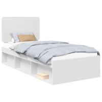 Bedframe met hoofdeinde Wit 90 x 190 cm Massief grenenhout - thumbnail