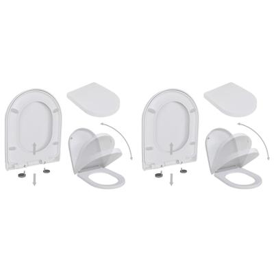Toiletbrillen met soft-close deksels 2 st kunststof wit