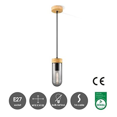 Light depot - hanglamp Capri klein - hout/glas - Outlet - thumbnail