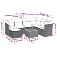 8-delige Loungeset met kussens poly rattan beige - thumbnail