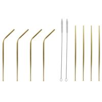 Herbruikbaar Drinkriet DKD Home Decor Gouden Roestvrij staal - thumbnail