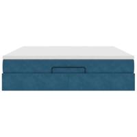 Ottoman bed met matras 180x200 cm fluweel donkerblauw - thumbnail