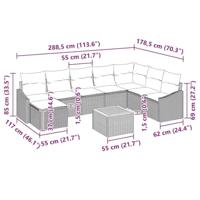 Tuinbankenset met opslag 9 pcs Zwart en Crème poly rattan - thumbnail