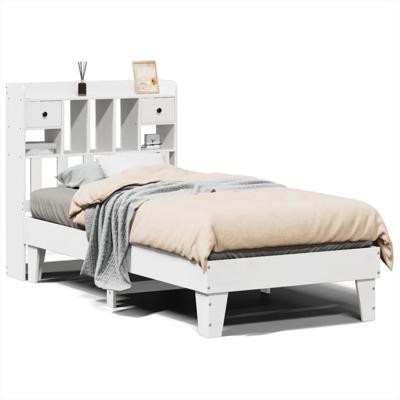 Bedframe zonder matras massief grenenhout wit 75x190 cm