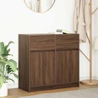 Dressoir met lade 80x34x76 cm spaanplaat bruin eikenkleurig - thumbnail