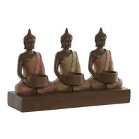 Kaarshouder Home ESPRIT Bruin Oranje Koraal Limoen Hars 28 x 8,5 x 17 cm - thumbnail