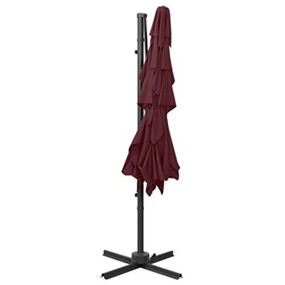 VidaXL Parasol 4-laags met aluminium paal 250x250 cm bordeauxrood