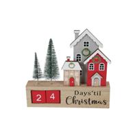 Ornament kalender Tasha rood 18x3xH17cm - thumbnail