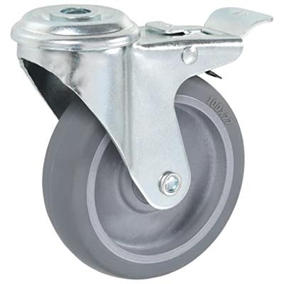 VidaXL Zwenkwielen met boutgaten en dubbele remmen 4 st 100 mm