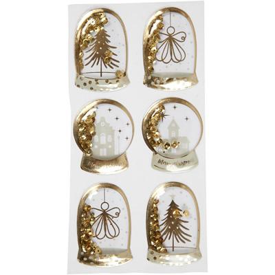 Vivi Gade Shaker stickers, engel, boom en huizen, afm 49x32+45x36 mm, goud, 6 stuk/ 1 doos