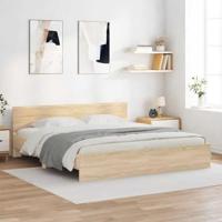Bedframe met hoofdeinde sonoma eikenkleurig 160x200 cm - thumbnail