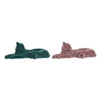 Decoratieve figuren DKD Home Decor Groen Licht Roze Tijger 36 x 17,5 x 13,3 cm (2 Stuks) - thumbnail