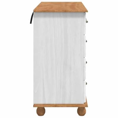 Ladekast met lade ASKIM Wit 91 x 40 x 79 cm Massief grenenhout