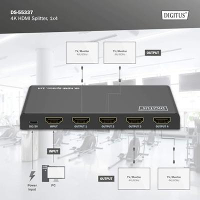 Digitus DS-55337 video splitter HDMI 4x HDMI