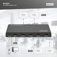 Digitus DS-55337 1 + 4 poorten HDMI-splitter LED-weergave, Met status-LEDs, Met metalen behuizing, Individueel schakelbaar, Ultra HD-geschikt 3840 x 2160 Pixel - thumbnail