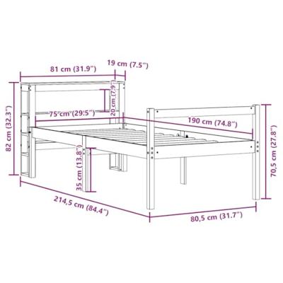 Seniorenbed met hoofdbord massief grenenhout 75x190 cm