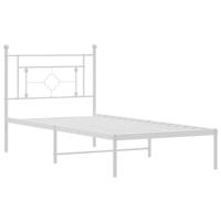 Bedframe met hoofdbord metaal wit 90x200 cm - thumbnail