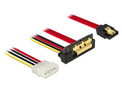 DeLOCK sata 7 pin + molex 4 pin power plug > sata 22 pin haaks adapter (zwart/rood)