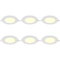 LED Downlight Inbouwspot 6 Stuks - Brinton Thin - 6W 470lm 120° Bundelhoek - Warm Wit 3000K - IP40 - Rond - Wit - Ø128mm Buitenmaat - Ø110mm Zaagmaat - thumbnail