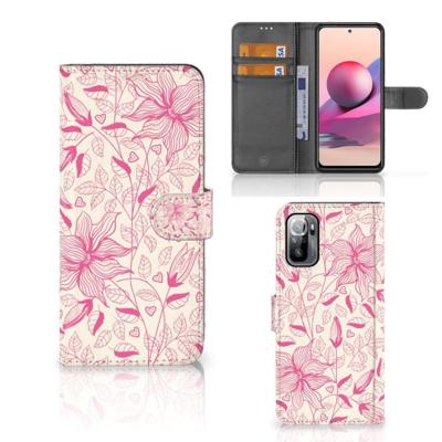 Xiaomi Redmi Note 10/10T 5G | Poco M3 Pro Hoesje Pink Flowers Xiaomi Redmi Note 10/10T 5G | Poco M3 Pro Hoesje Pink Flowers