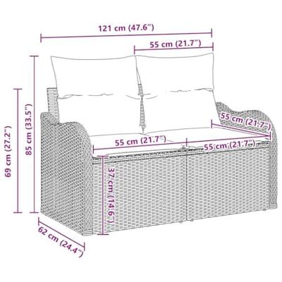 Tuinbankenset met kussen 6 pcs Grijs poly rattan