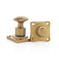 De Oude Deurklink WC Slot Draaiknop messing getrommeld - thumbnail