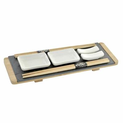 Sushi-set DKD Home Decor Bruin Zwart Natuurlijk Bamboe Raad van bestuur 30 x 10 x 3,5 cm (9 Onderdelen) (30 x 10 x 3,5 cm)