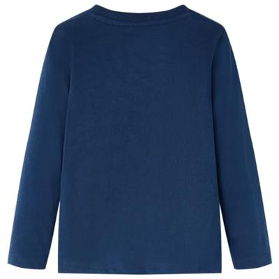 Kindershirt met lange mouwen terreinwagenprint 116 marineblauw