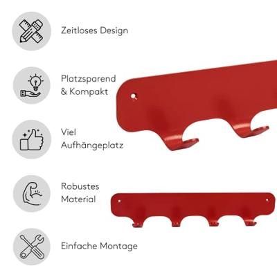 Gorillz Rounded Four Industriële Wandkapstok 4 Kapstok haken